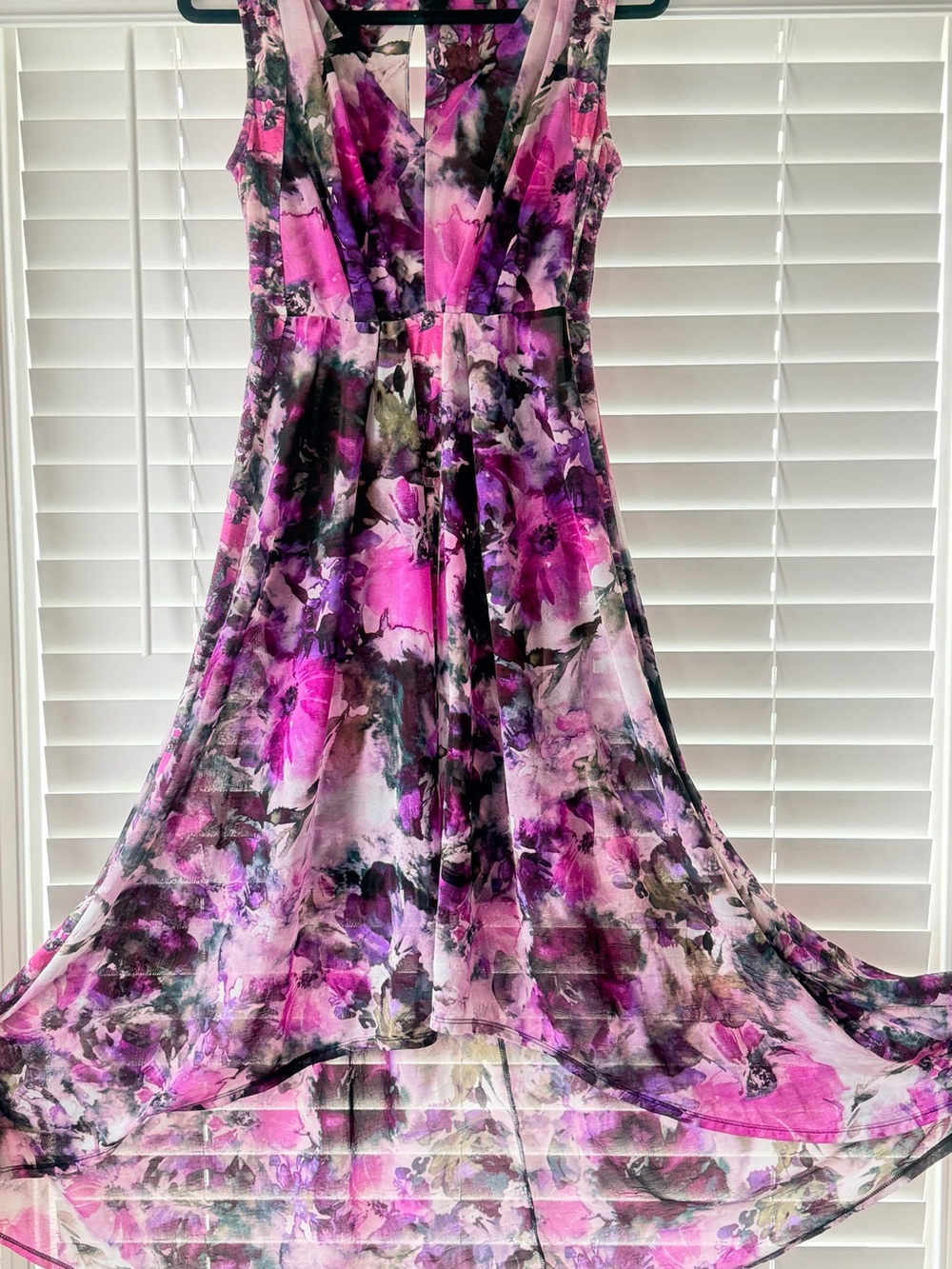 Simply Vera Vera Wang Pink and Purple Floral V-Neck Maxi Dress